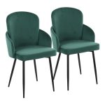 Dahlia Black Metal Green Velvet Contemporary Dining Chair (Set of 2) 10 Dahlia Black Metal Green Velvet Contemporary Dining Chair (Set of 2)