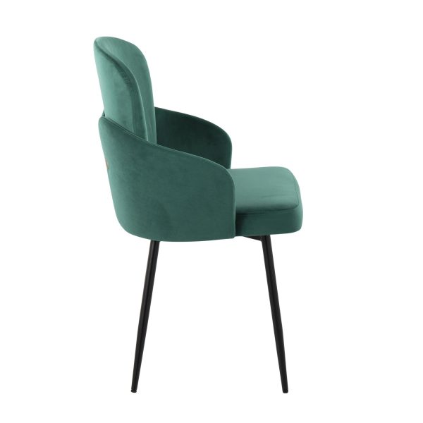 Dahlia Black Metal Green Velvet Contemporary Dining Chair Set of 2 2