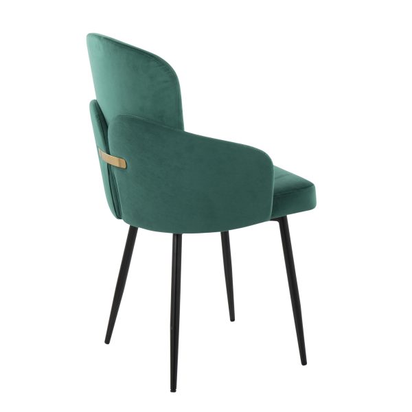 Dahlia Black Metal Green Velvet Contemporary Dining Chair Set of 2 3