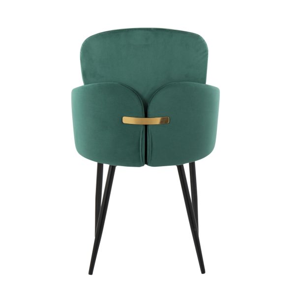 Dahlia Black Metal Green Velvet Contemporary Dining Chair Set of 2 4
