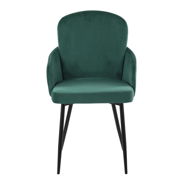 Dahlia Black Metal Green Velvet Contemporary Dining Chair Set of 2 5