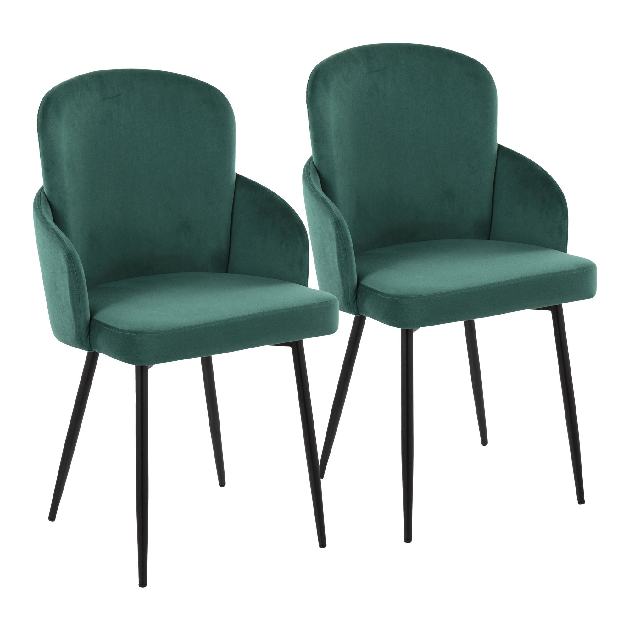 Dahlia Black Metal Green Velvet Contemporary Dining Chair (Set of 2) 1 Dahlia Black Metal Green Velvet Contemporary Dining Chair (Set of 2)