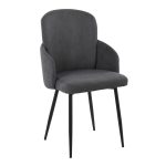 Dahlia Black Metal Grey Fabric Contemporary Dining Chairs (Set of 2) 11 Dahlia Black Metal Grey Fabric Contemporary Dining Chairs (Set of 2)