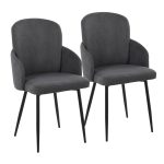 Dahlia Black Metal Grey Fabric Contemporary Dining Chairs (Set of 2) 10 Dahlia Black Metal Grey Fabric Contemporary Dining Chairs (Set of 2)