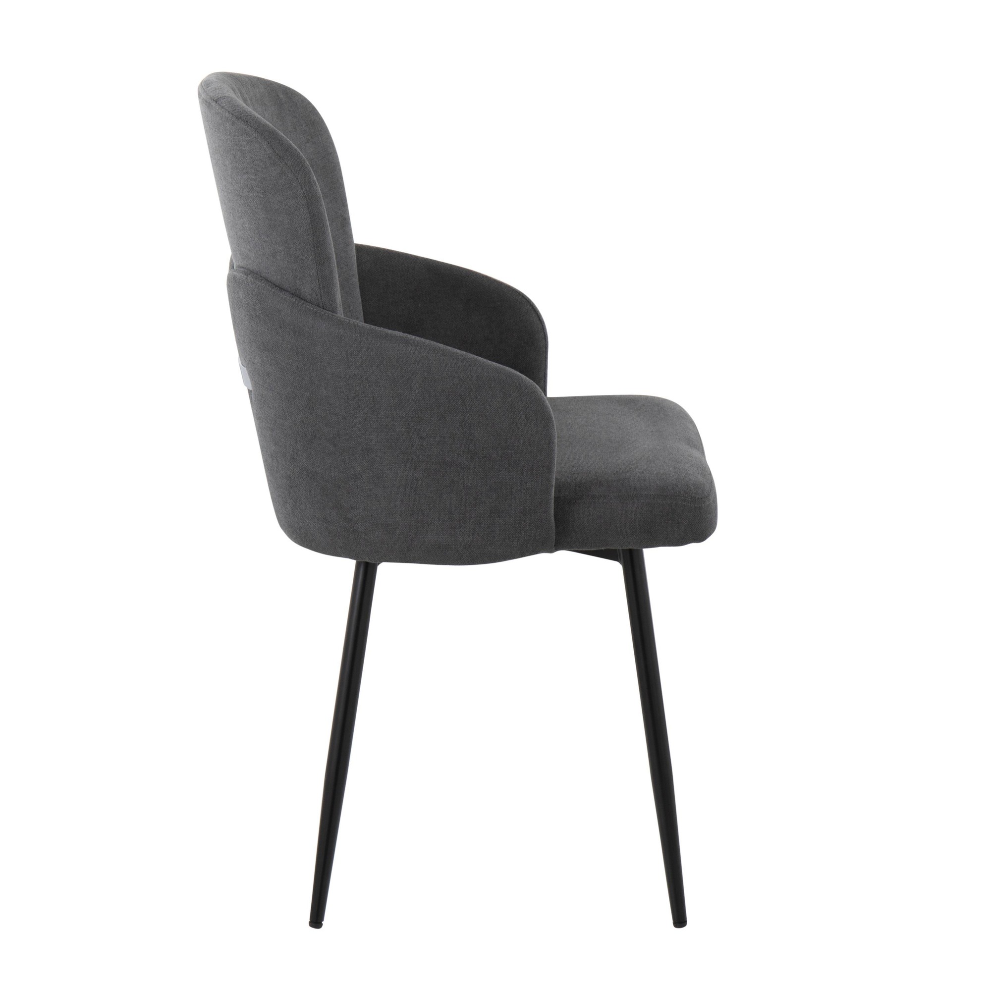 Dahlia Black Metal Grey Fabric Contemporary Dining Chairs (Set of 2) 3 Dahlia Black Metal Grey Fabric Contemporary Dining Chairs (Set of 2) - Image 3