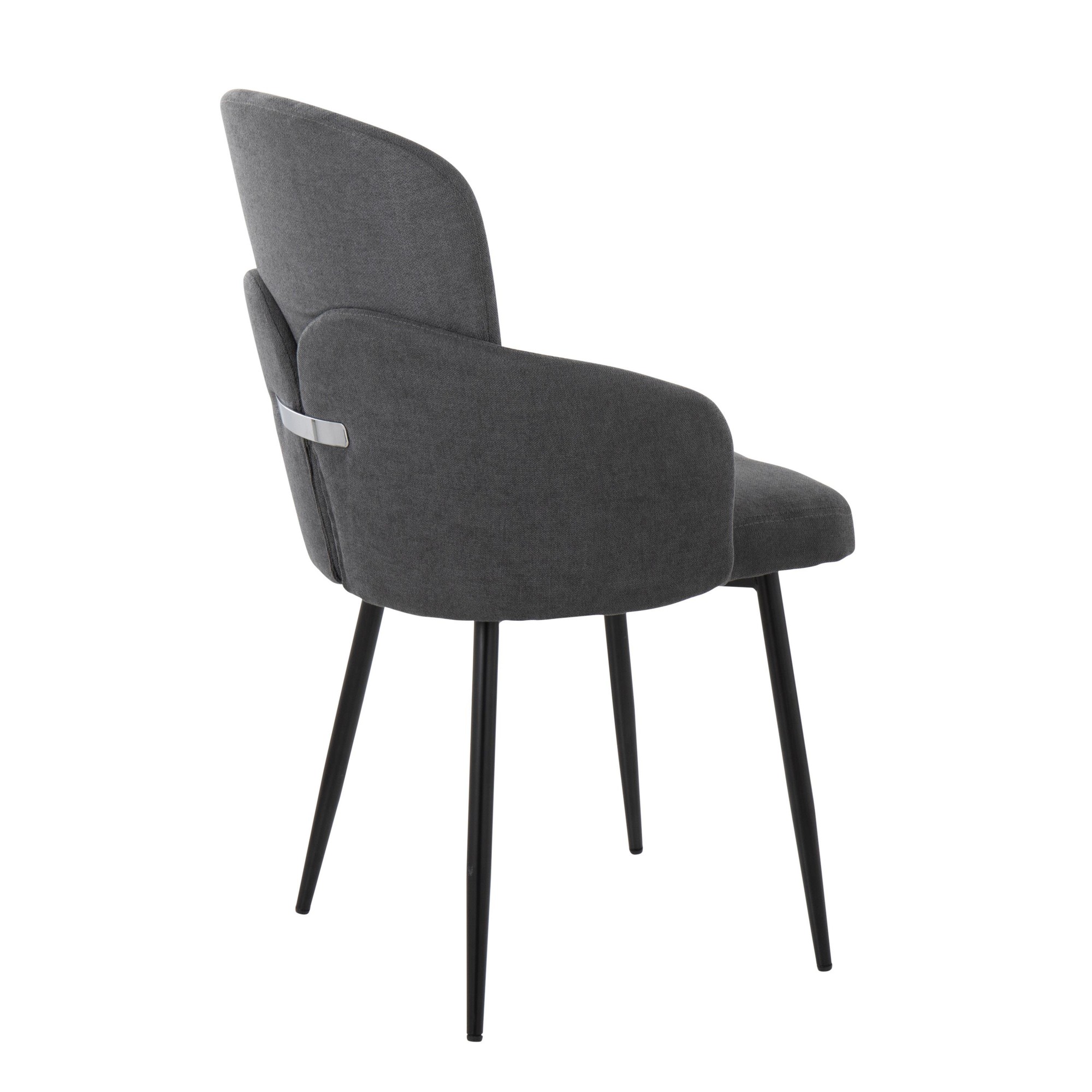 Dahlia Black Metal Grey Fabric Contemporary Dining Chairs (Set of 2) 4 Dahlia Black Metal Grey Fabric Contemporary Dining Chairs (Set of 2) - Image 4