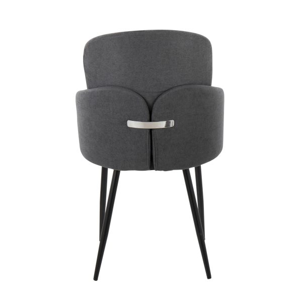 Dahlia Black Metal Grey Fabric Contemporary Dining Chairs Set of 2 4