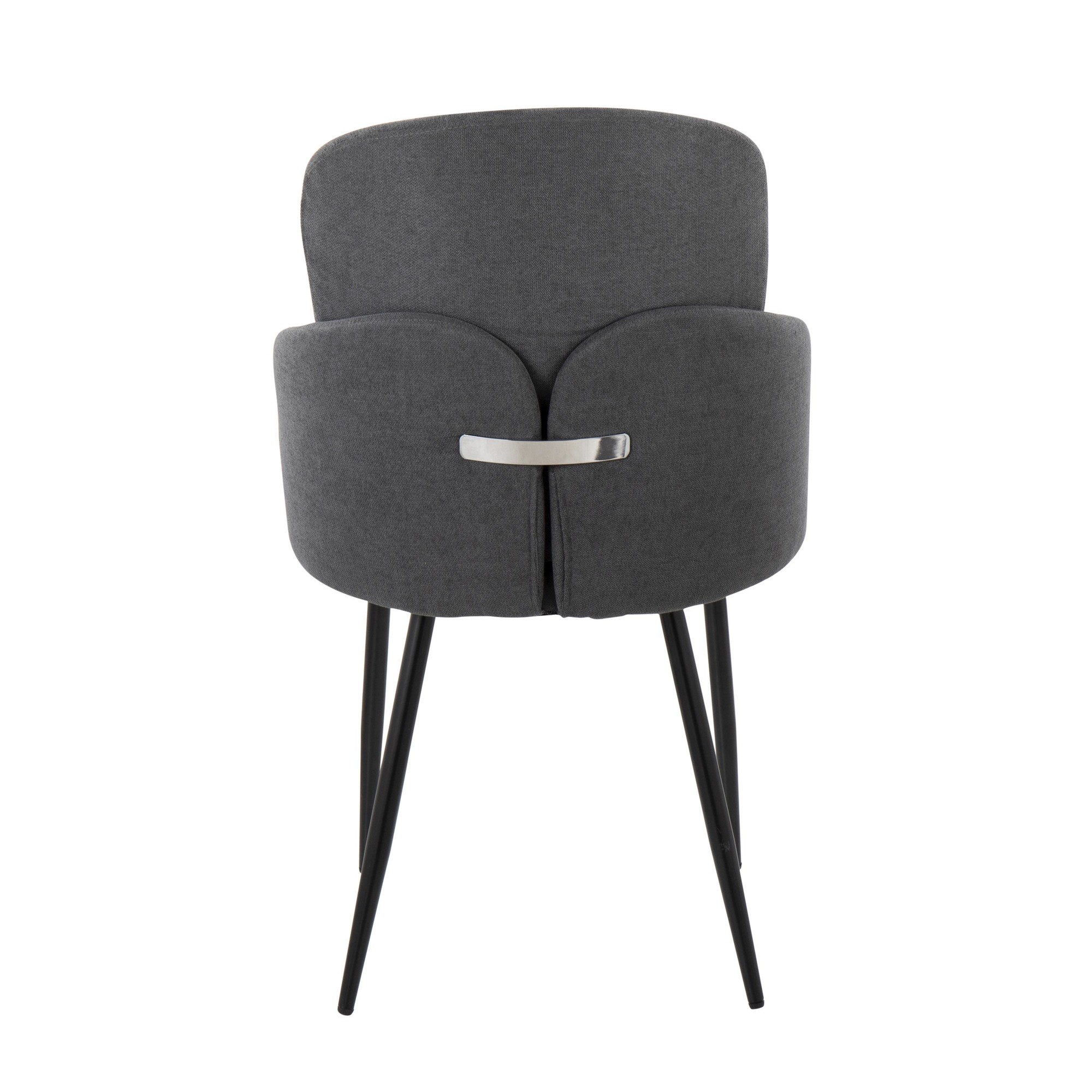 Dahlia Black Metal Grey Fabric Contemporary Dining Chairs (Set of 2) 5 Dahlia Black Metal Grey Fabric Contemporary Dining Chairs (Set of 2) - Image 5