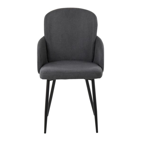 Dahlia Black Metal Grey Fabric Contemporary Dining Chairs Set of 2 5