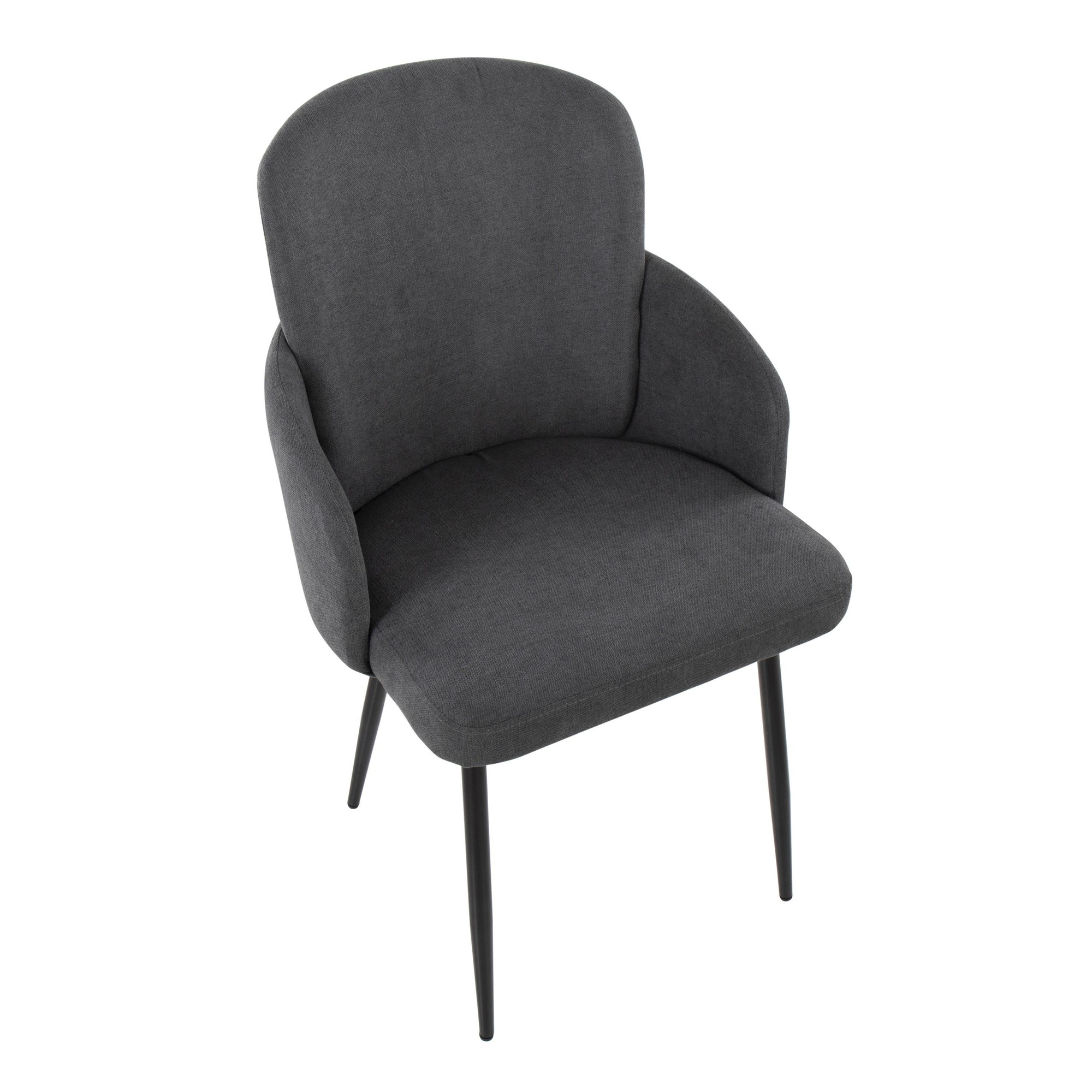 Dahlia Black Metal Grey Fabric Contemporary Dining Chairs (Set of 2) 7 Dahlia Black Metal Grey Fabric Contemporary Dining Chairs (Set of 2) - Image 7