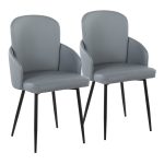Dahlia Black Metal Grey Faux Leather Contemporary Dining Chairs (Set of 2)