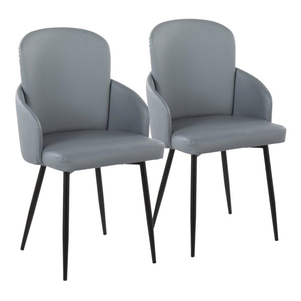 Dahlia Black Metal Grey Faux Leather Contemporary Dining Chairs Set of 2 1