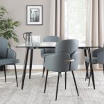 Dahlia Black Metal Grey Faux Leather Contemporary Dining Chairs (Set of 2)