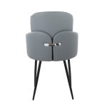 Dahlia Black Metal Grey Faux Leather Contemporary Dining Chairs (Set of 2)