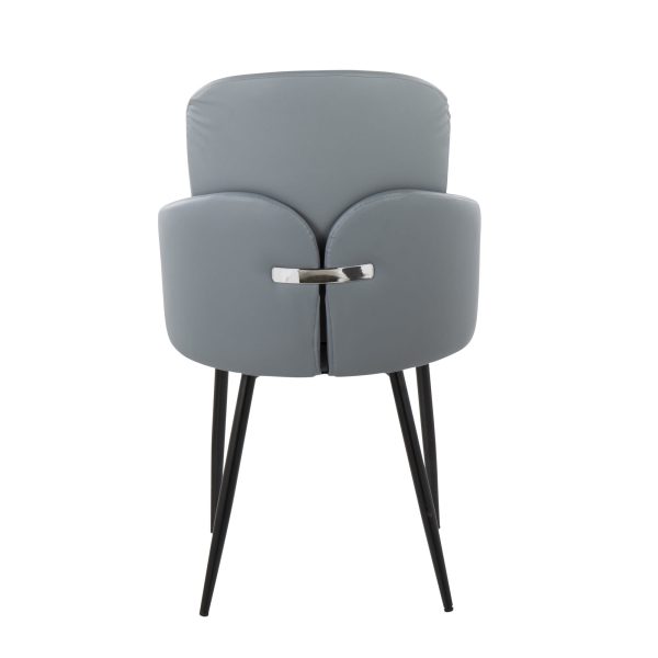 Dahlia Black Metal Grey Faux Leather Contemporary Dining Chairs Set of 2 5