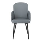 Dahlia Black Metal Grey Faux Leather Contemporary Dining Chairs (Set of 2)