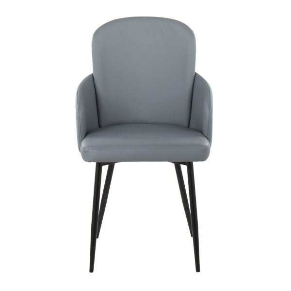 Dahlia Black Metal Grey Faux Leather Contemporary Dining Chairs Set of 2 6