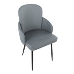 Dahlia Black Metal Grey Faux Leather Contemporary Dining Chairs (Set of 2)
