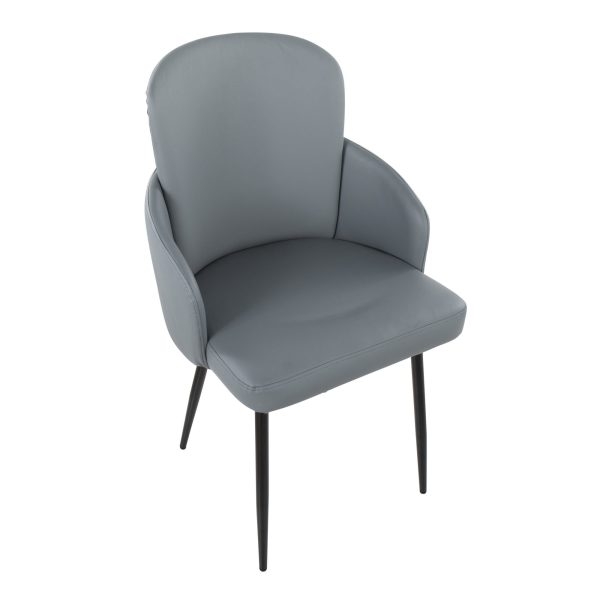 Dahlia Black Metal Grey Faux Leather Contemporary Dining Chairs Set of 2 7