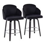 Dahlia Black Velvet Contemporary Counter Stool (Set of 2) 14 Dahlia Black Velvet Contemporary Counter Stool (Set of 2)