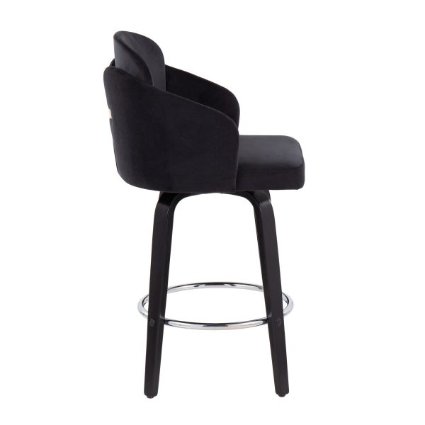 Dahlia Black Velvet Contemporary Counter Stool Set of 2 4