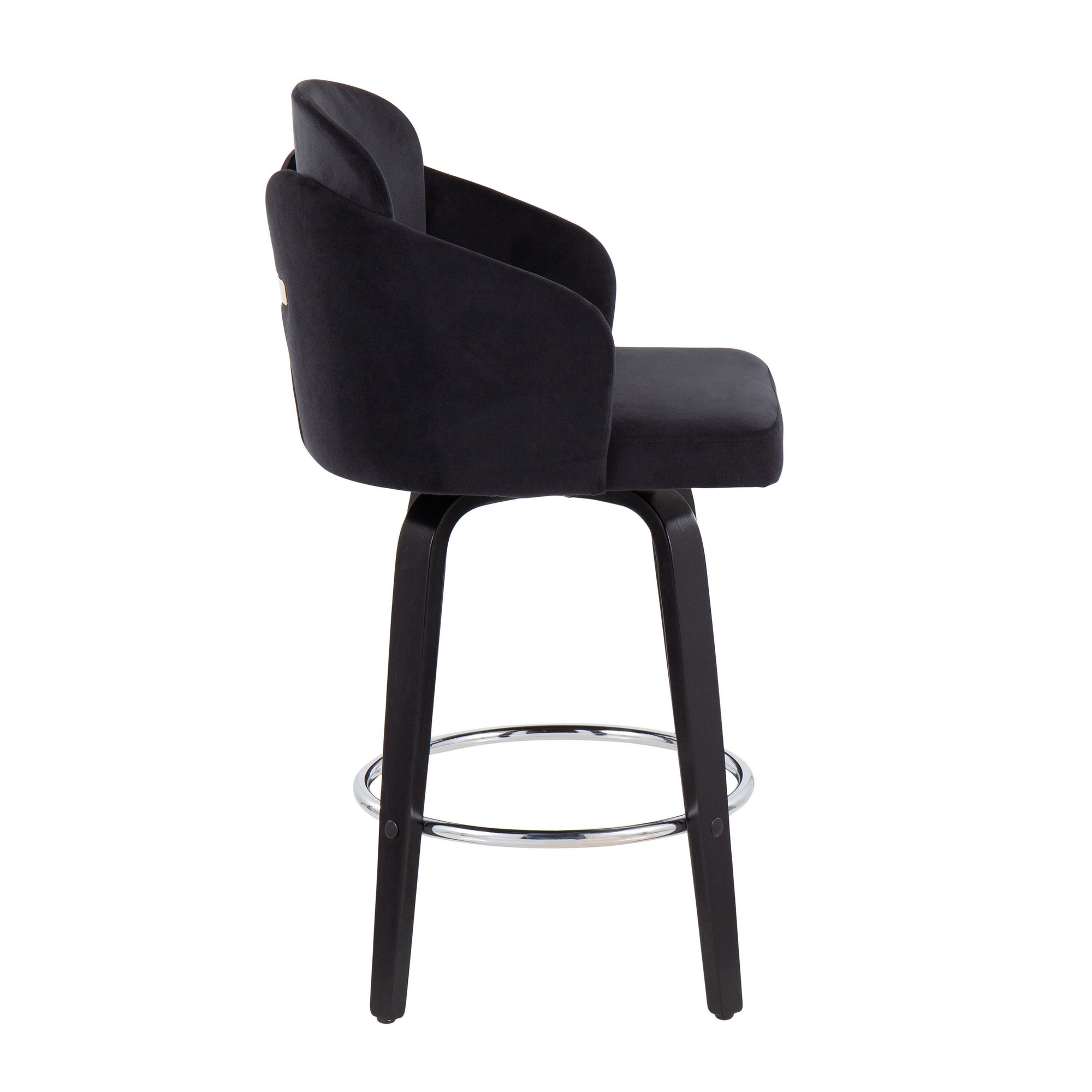 Dahlia Black Velvet Contemporary Counter Stool (Set of 2) 5 Dahlia Black Velvet Contemporary Counter Stool (Set of 2) - Image 5