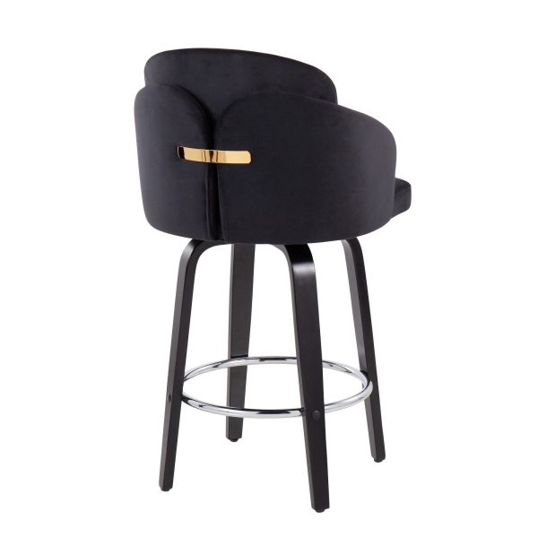 Dahlia Black Velvet Contemporary Counter Stool Set of 2 5