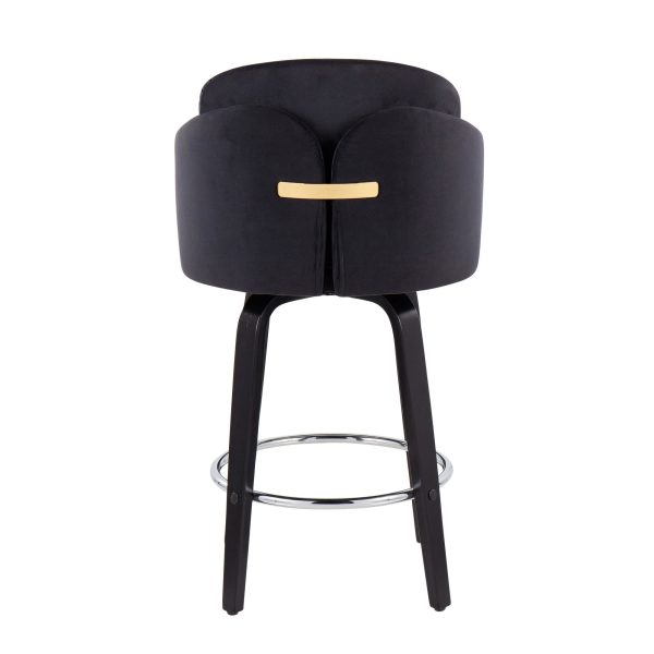 Dahlia Black Velvet Contemporary Counter Stool Set of 2 6