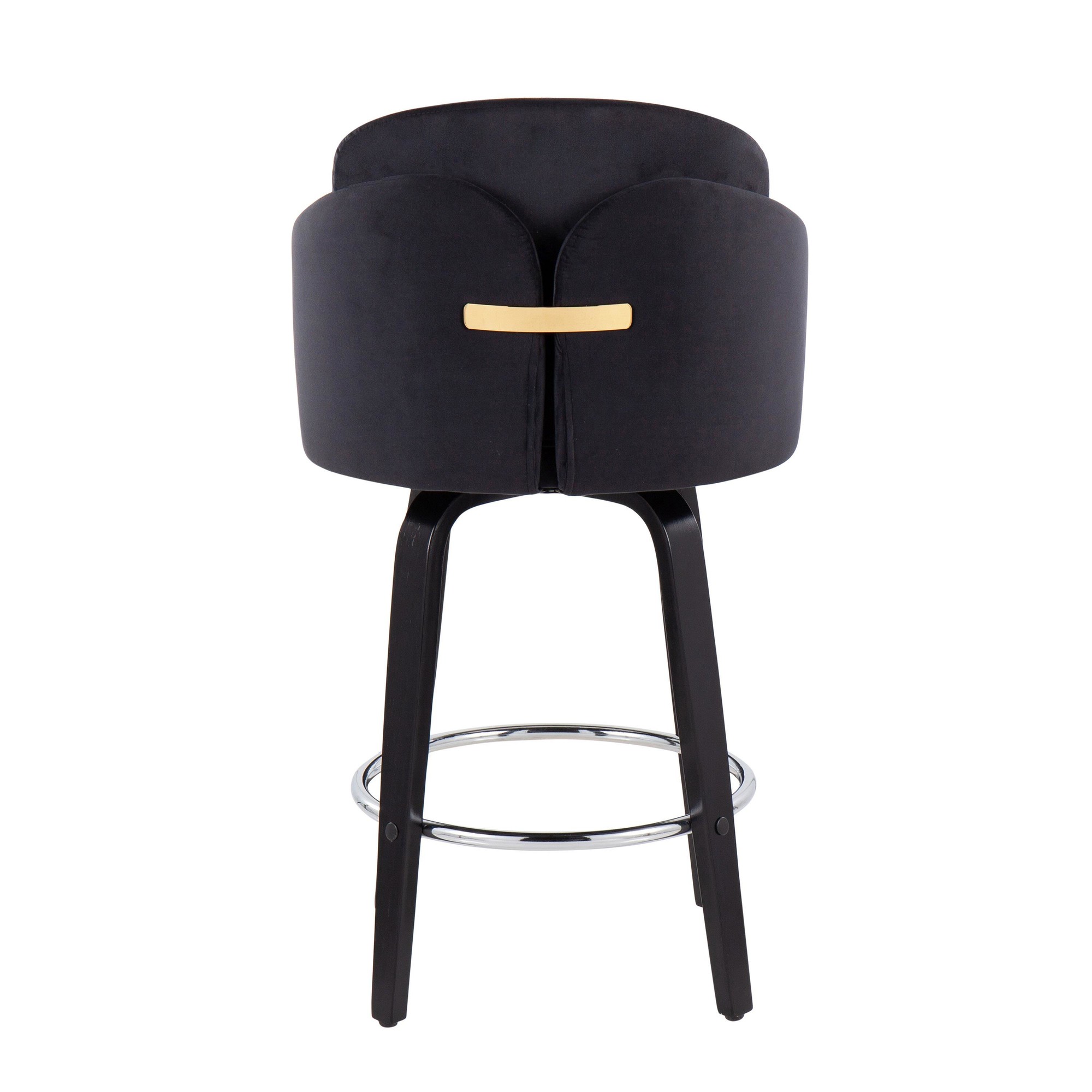 Dahlia Black Velvet Contemporary Counter Stool (Set of 2) 7 Dahlia Black Velvet Contemporary Counter Stool (Set of 2) - Image 7