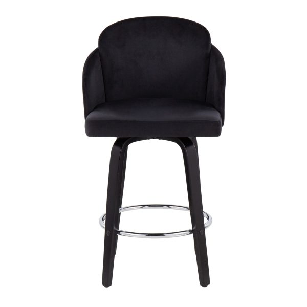 Dahlia Black Velvet Contemporary Counter Stool Set of 2 7
