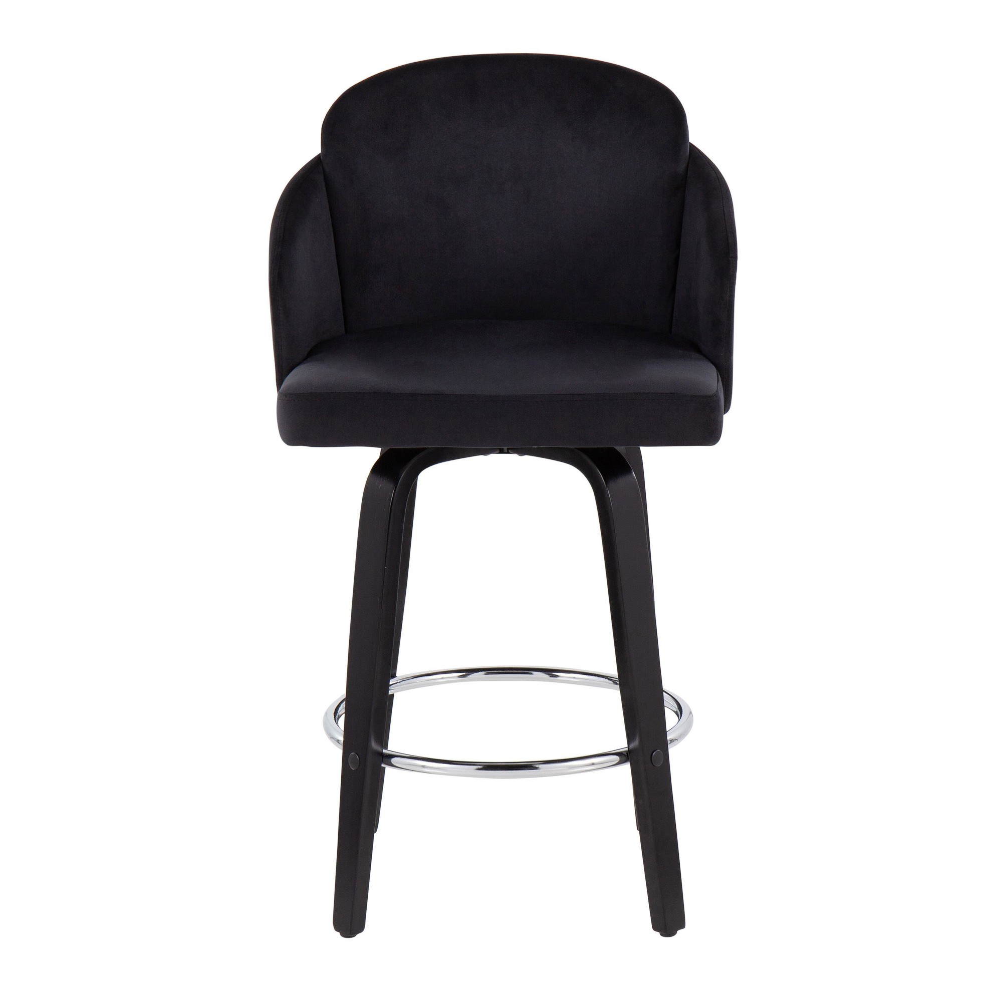 Dahlia Black Velvet Contemporary Counter Stool (Set of 2) 8 Dahlia Black Velvet Contemporary Counter Stool (Set of 2) - Image 8
