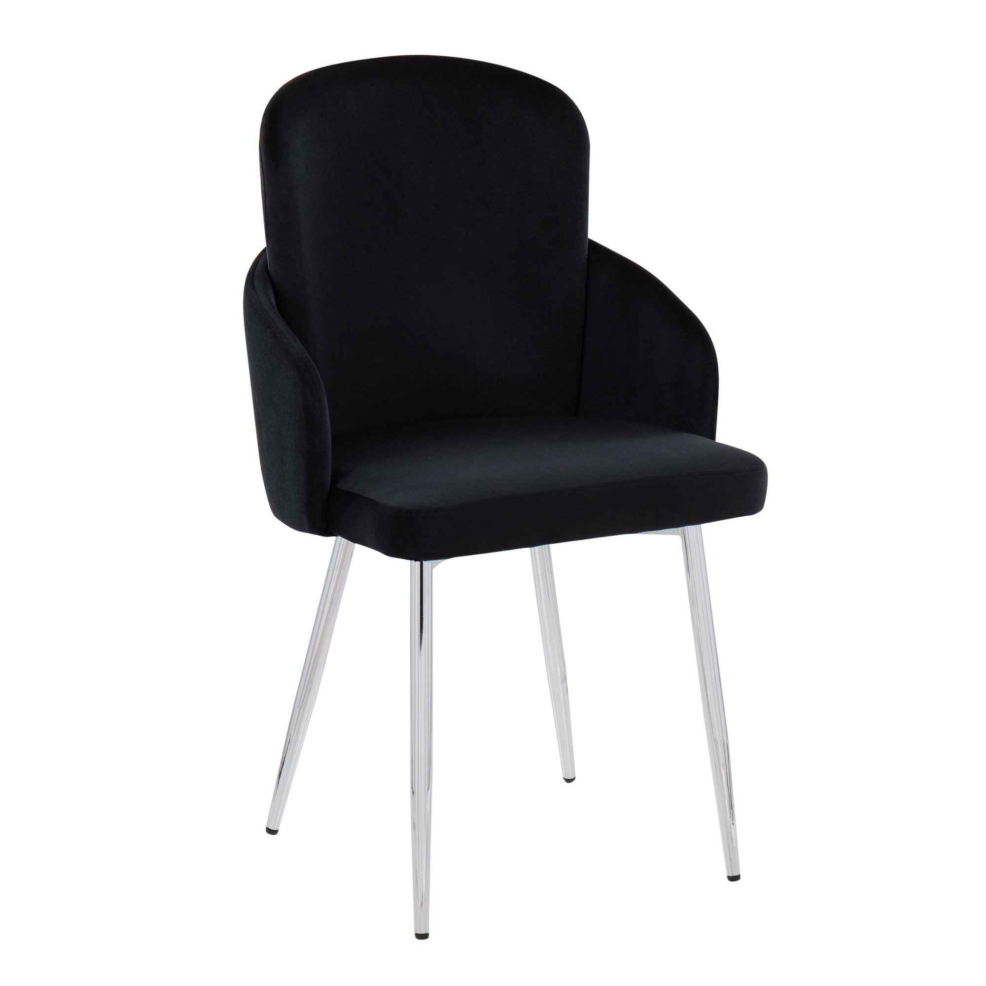 Dahlia Black Velvet Contemporary Dining Chairs Gold Accent (Set of 2) 2 Dahlia Black Velvet Contemporary Dining Chairs Gold Accent (Set of 2) - Image 2