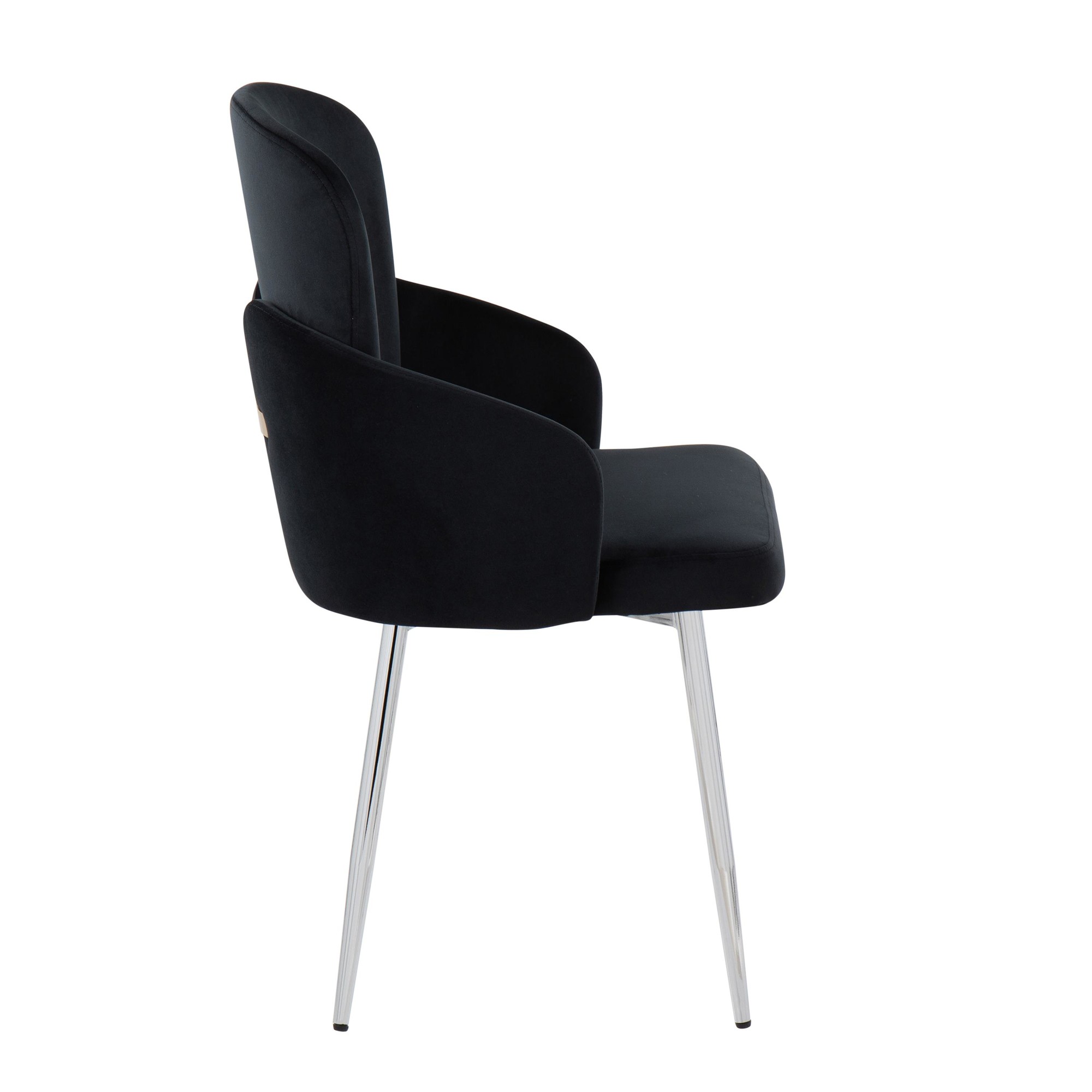 Dahlia Black Velvet Contemporary Dining Chairs Gold Accent (Set of 2) 3 Dahlia Black Velvet Contemporary Dining Chairs Gold Accent (Set of 2) - Image 3