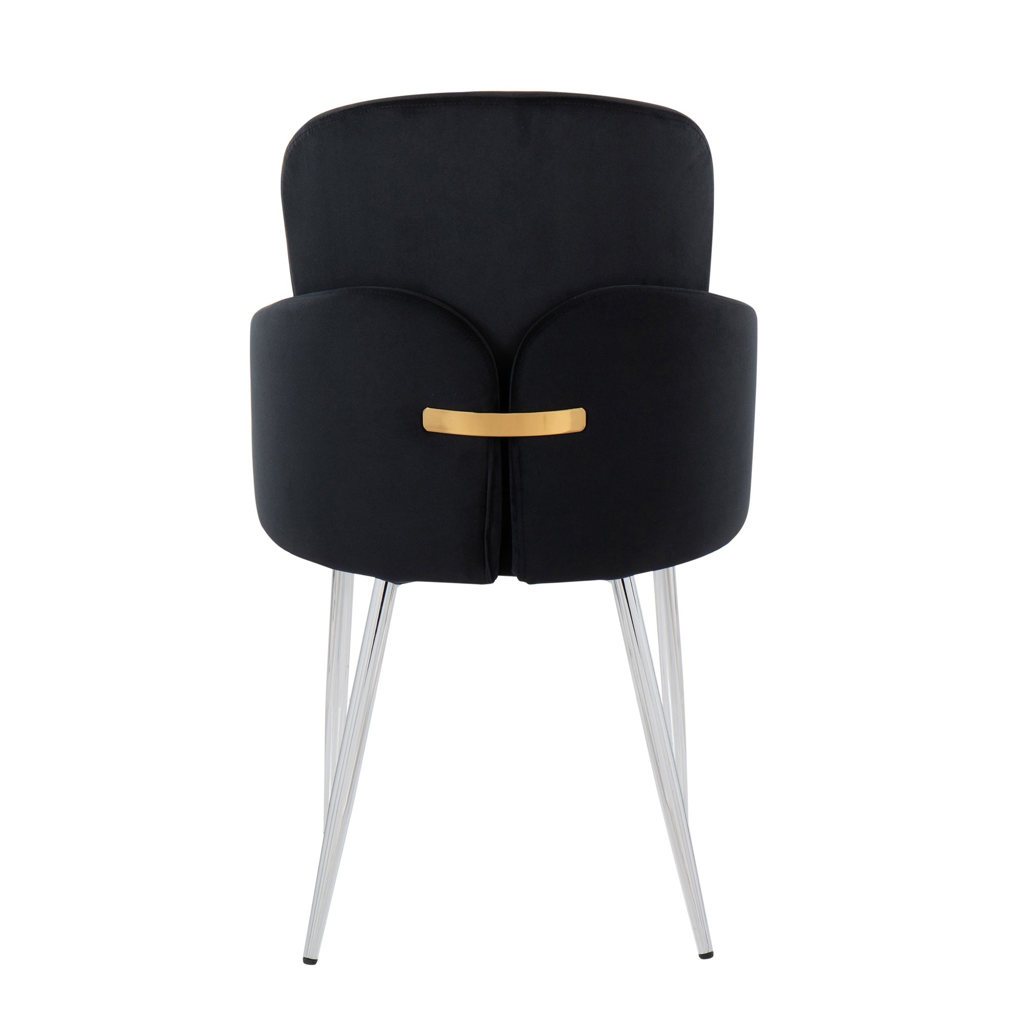 Dahlia Black Velvet Contemporary Dining Chairs Gold Accent (Set of 2) 5 Dahlia Black Velvet Contemporary Dining Chairs Gold Accent (Set of 2) - Image 5