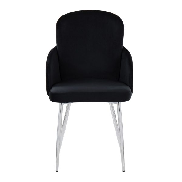 Dahlia Black Velvet Contemporary Dining Chairs Gold Accent Set of 2 5