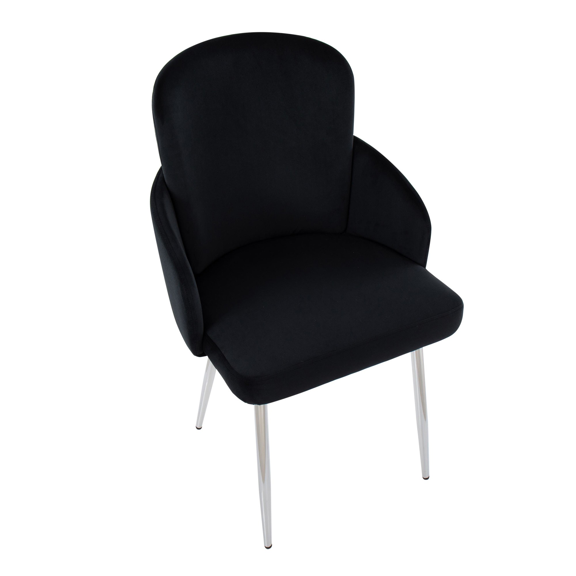 Dahlia Black Velvet Contemporary Dining Chairs Gold Accent (Set of 2) 7 Dahlia Black Velvet Contemporary Dining Chairs Gold Accent (Set of 2) - Image 7