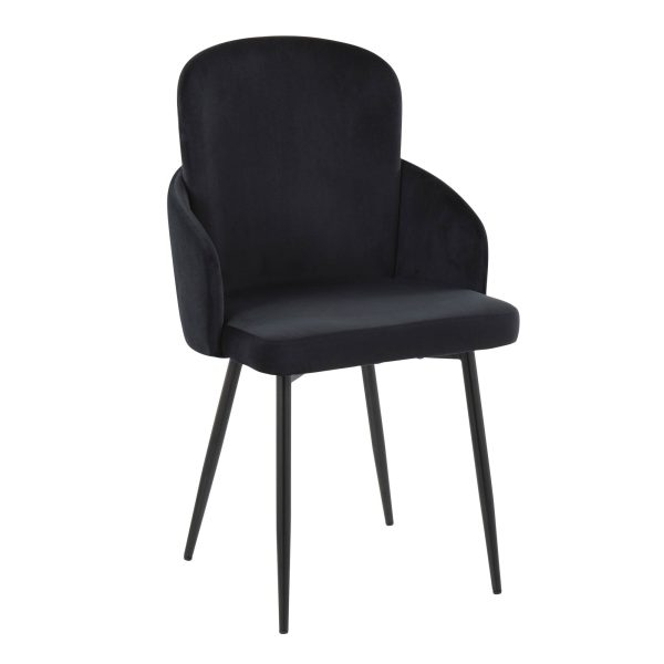 Dahlia Black Velvet and Metal Contemporary Dining Chairs Set of 2 1