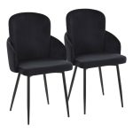 Dahlia Black Velvet and Metal Contemporary Dining Chairs (Set of 2)