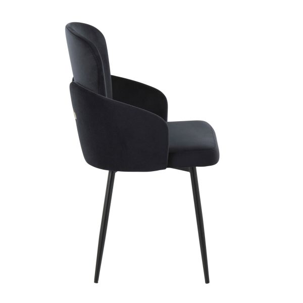 Dahlia Black Velvet and Metal Contemporary Dining Chairs Set of 2 2