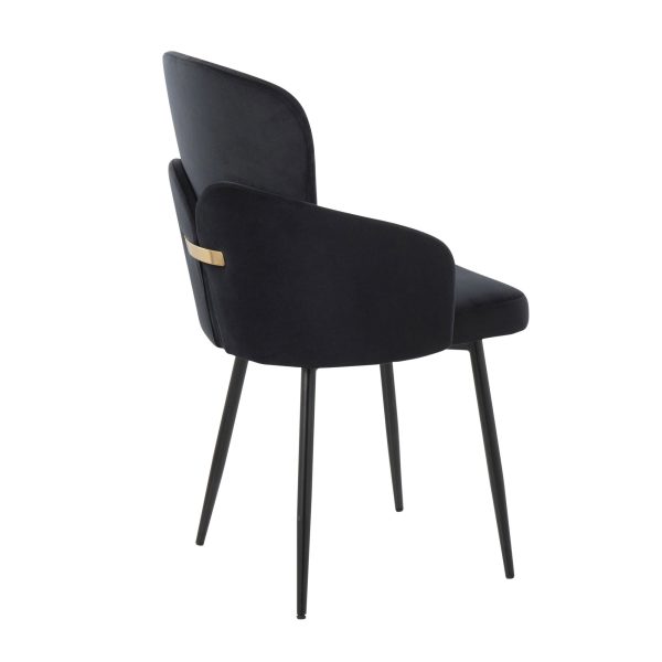 Dahlia Black Velvet and Metal Contemporary Dining Chairs Set of 2 3
