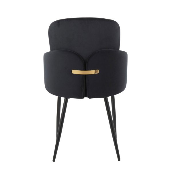 Dahlia Black Velvet and Metal Contemporary Dining Chairs Set of 2 4