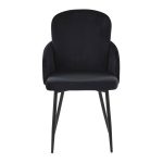 Dahlia Black Velvet and Metal Contemporary Dining Chairs (Set of 2)
