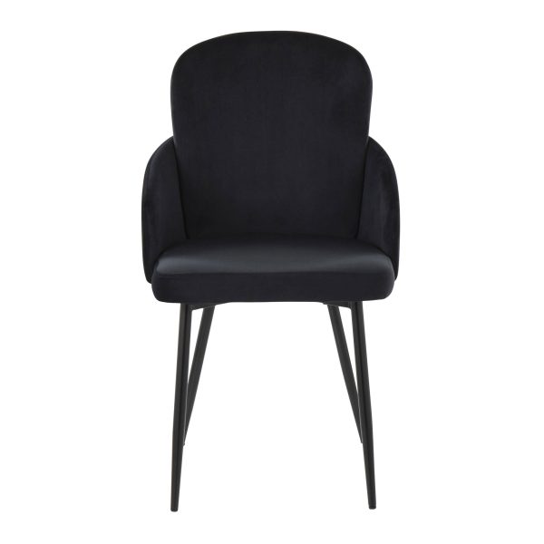 Dahlia Black Velvet and Metal Contemporary Dining Chairs Set of 2 5
