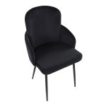 Dahlia Black Velvet and Metal Contemporary Dining Chairs (Set of 2)