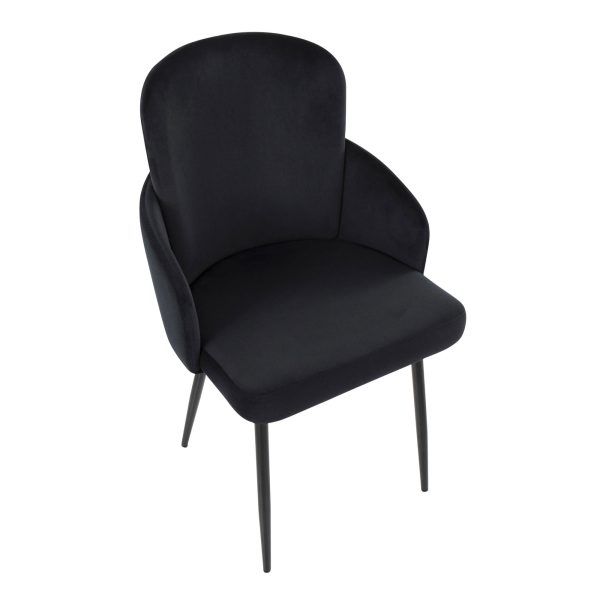Dahlia Black Velvet and Metal Contemporary Dining Chairs Set of 2 6