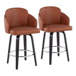 Dahlia Black Wood Camel Faux Leather Contemporary Counter Stools (Set of 2) 16 Dahlia Black Wood Camel Faux Leather Contemporary Counter Stools (Set of 2)