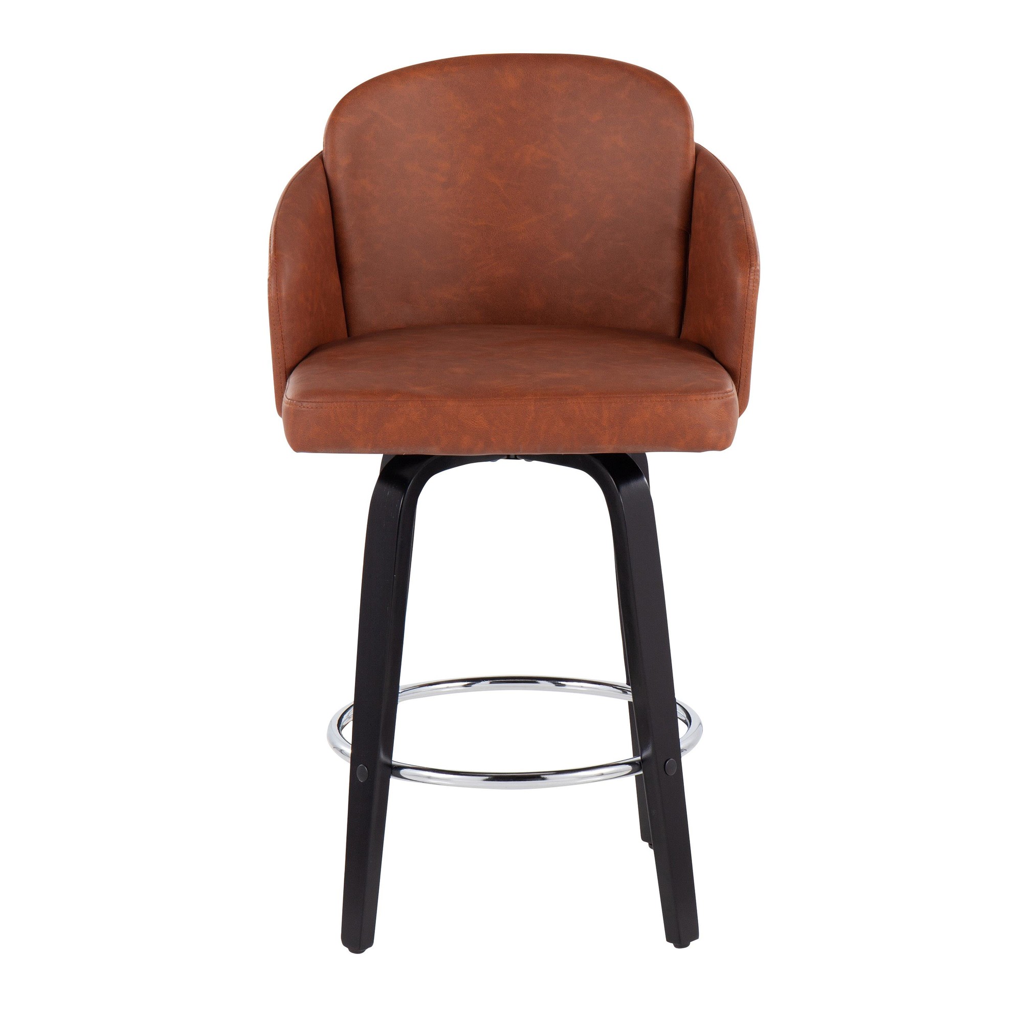 Dahlia Black Wood Camel Faux Leather Contemporary Counter Stools (Set of 2) 9 Dahlia Black Wood Camel Faux Leather Contemporary Counter Stools (Set of 2) - Image 9