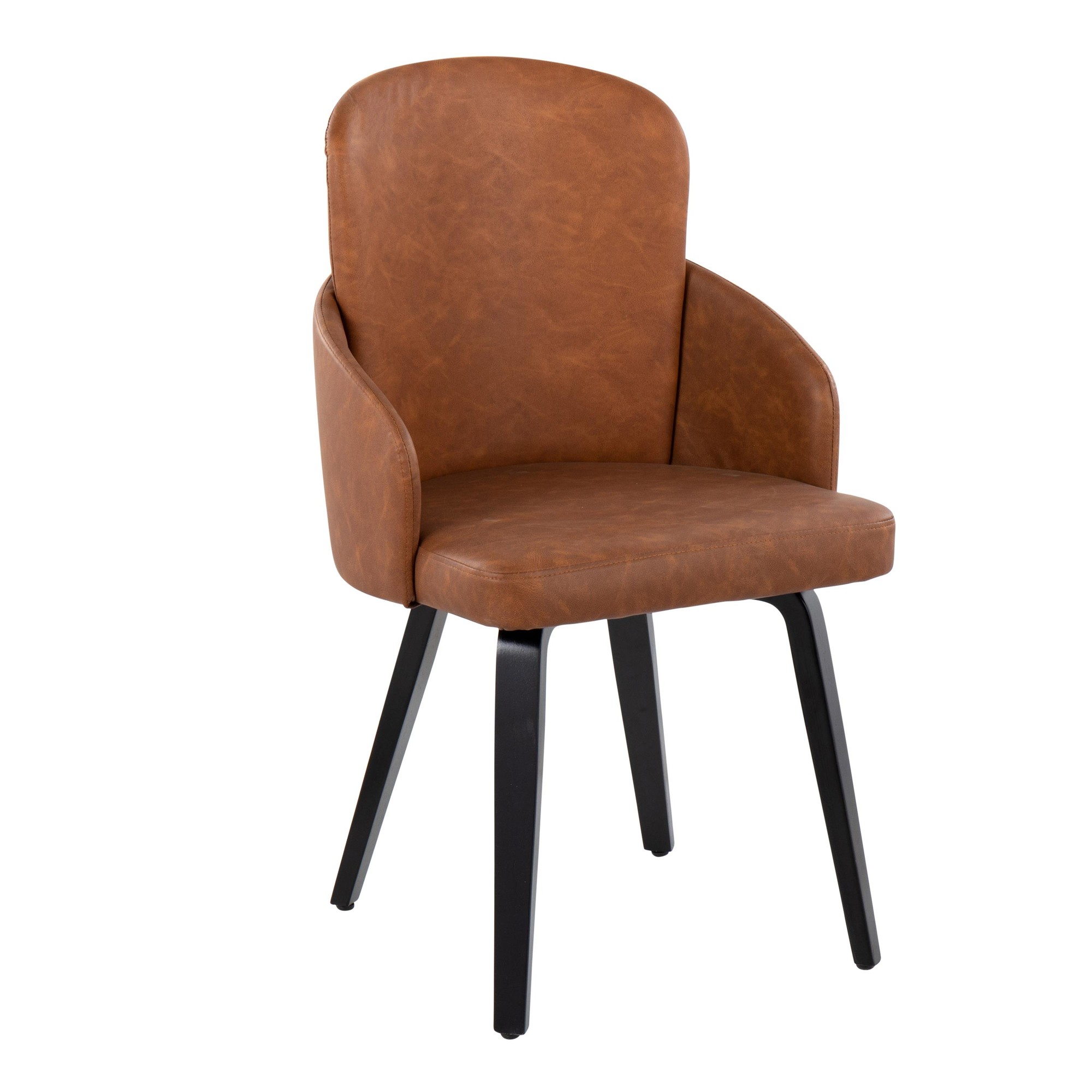 Dahlia Black Wood Camel Faux Leather Contemporary Dining Chairs (Set of 2) 2 Dahlia Black Wood Camel Faux Leather Contemporary Dining Chairs (Set of 2) - Image 2