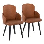 Dahlia Black Wood Camel Faux Leather Contemporary Dining Chairs (Set of 2) 9 Dahlia Black Wood Camel Faux Leather Contemporary Dining Chairs (Set of 2)