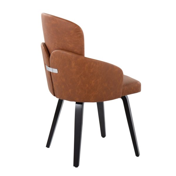 Dahlia Black Wood Camel Faux Leather Contemporary Dining Chairs Set of 2 3